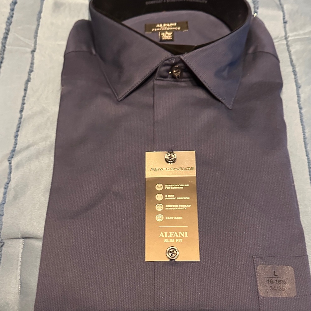 NWT Alfani Men's Slim Fit Dress Shirt in Deep Navy